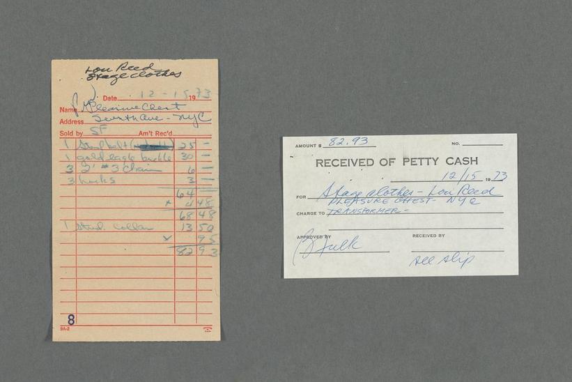 Lou Reed Petty Receipts